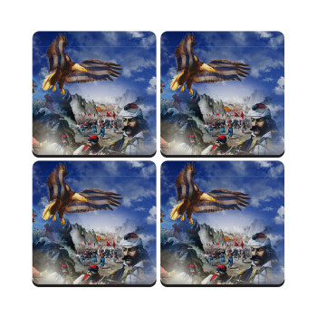 25η Μαρτίου 1821 Εθνική Επέτειος, ΣΕΤ 4 Σουβέρ ξύλινα τετράγωνα (9cm)