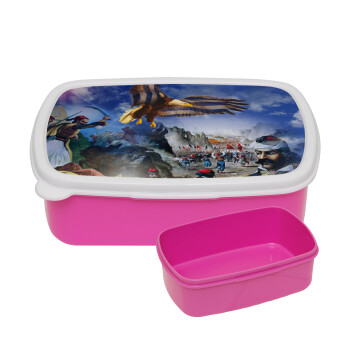 25η Μαρτίου 1821 Εθνική Επέτειος, ΡΟΖ παιδικό δοχείο φαγητού (lunchbox) πλαστικό (BPA-FREE) Lunch Βox M18 x Π13 x Υ6cm