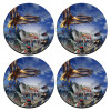 SET of 4 round wooden coasters (9cm)