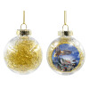 Transparent Christmas tree ball ornament with gold filling 8cm