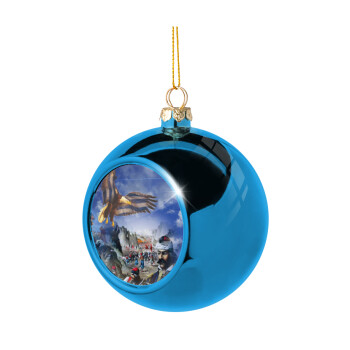25η Μαρτίου 1821 Εθνική Επέτειος, Χριστουγεννιάτικη μπάλα δένδρου Μπλε 8cm