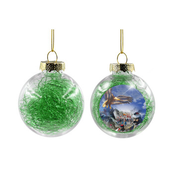 25η Μαρτίου 1821 Εθνική Επέτειος, Χριστουγεννιάτικη μπάλα δένδρου διάφανη με πράσινο γέμισμα 8cm
