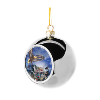 25η Μαρτίου 1821 Εθνική Επέτειος, Χριστουγεννιάτικη μπάλα δένδρου Ασημένια 8cm