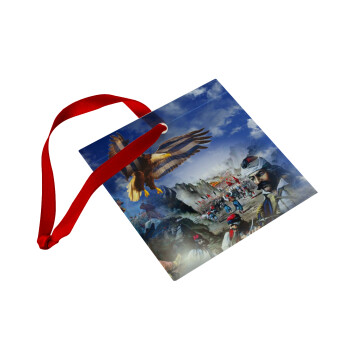 25η Μαρτίου 1821 Εθνική Επέτειος, Christmas ornament, glass square ornament 9x9cm
