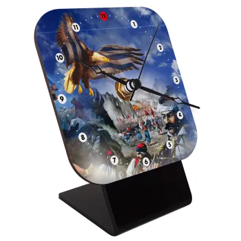 25η Μαρτίου 1821 Εθνική Επέτειος, Quartz Wooden table clock with hands (10cm)