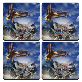 25η Μαρτίου 1821 Εθνική Επέτειος, ΣΕΤ 4 Σουβέρ ξύλινα τετράγωνα (9cm)