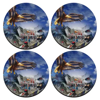 25η Μαρτίου 1821 Εθνική Επέτειος, SET of 4 round wooden coasters (9cm)