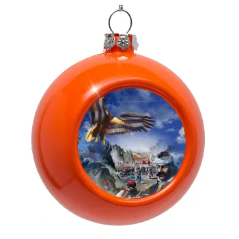 25η Μαρτίου 1821 Εθνική Επέτειος, Στολίδι Χριστουγεννιάτικη μπάλα δένδρου Πορτοκαλί 8cm