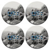 SET of 4 round wooden coasters (9cm)