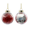 Transparent Christmas tree ball ornament with red filling 8cm