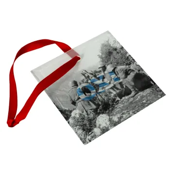 28η οκτωβρίου 1940, Στολίδι Χριστουγεννιάτικο στολίδι γυάλινο τετράγωνο 9x9cm