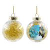 Transparent Christmas tree ball ornament with gold filling 8cm