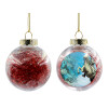 Transparent Christmas tree ball ornament with red filling 8cm