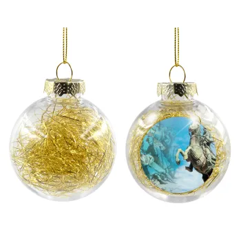 25η Μαρτίου 1821, Στολίδι Χριστουγεννιάτικη μπάλα δένδρου διάφανη με χρυσό γέμισμα 8cm