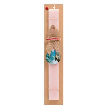 25η Μαρτίου 1821, Easter Set, wooden keychain & scented flat Easter candle (30cm) (PINK)
