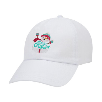 Merry Christmas snowman, Καπέλο Ενηλίκων Baseball Λευκό 5-φύλλο (POLYESTER, ΕΝΗΛΙΚΩΝ, UNISEX, ONE SIZE)