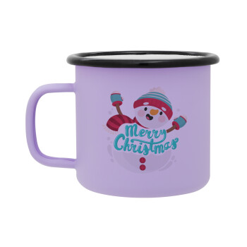Merry Christmas snowman, Κούπα Μεταλλική εμαγιέ ΜΑΤ Light Pastel Purple 360ml