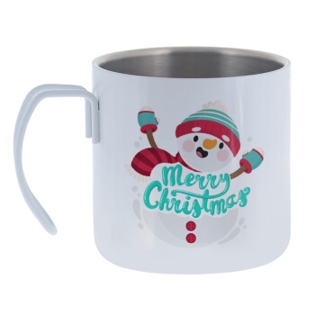 Merry Christmas snowman, Mug Stainless steel double wall 400ml