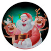 Santa Claus & Deers, Επιφάνεια κοπής γυάλινη στρογγυλή (30cm)