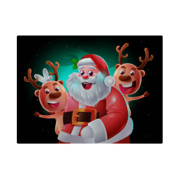 Santa Claus & Deers, Επιφάνεια κοπής γυάλινη (38x28cm)