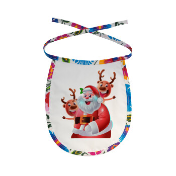 Santa Claus & Deers, Σαλιάρα μωρού αλέκιαστη με κορδόνι Χρωματιστή