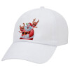 Santa Claus & Deers, Καπέλο ενηλίκων Jockey Λευκό (snapback, 5-φύλλο, unisex)