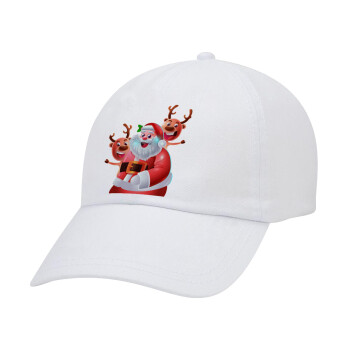 Santa Claus & Deers, Καπέλο Baseball Λευκό (5-φύλλο, unisex)