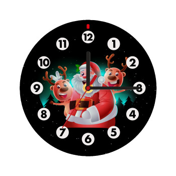 Santa Claus & Deers, Wooden wall clock (20cm)