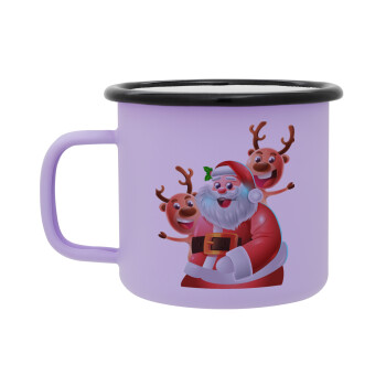 Santa Claus & Deers, Κούπα Μεταλλική εμαγιέ ΜΑΤ Light Pastel Purple 360ml
