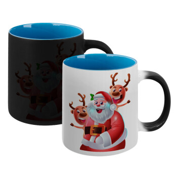 Santa Claus & Deers, Κούπα Μαγική εσωτερικό μπλε, κεραμική 330ml που αλλάζει χρώμα με το ζεστό ρόφημα (1 τεμάχιο)