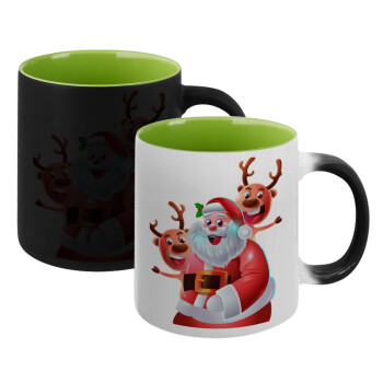 Santa Claus & Deers, Κούπα Μαγική εσωτερικό πράσινο, κεραμική 330ml που αλλάζει χρώμα με το ζεστό ρόφημα (1 τεμάχιο)