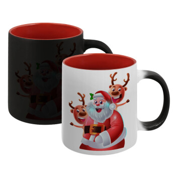 Santa Claus & Deers, Κούπα Μαγική εσωτερικό κόκκινο, κεραμική, 330ml που αλλάζει χρώμα με το ζεστό ρόφημα (1 τεμάχιο)