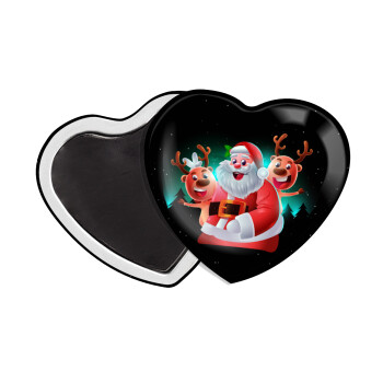Santa Claus & Deers, Μαγνητάκι καρδιά (57x52mm)
