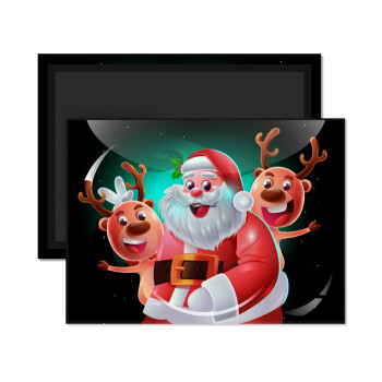 Santa Claus & Deers, Ορθογώνιο μαγνητάκι ψυγείου διάστασης 9x6cm