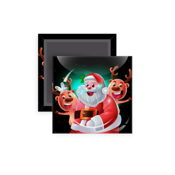 Santa Claus & Deers, Μαγνητάκι ψυγείου τετράγωνο διάστασης 5x5cm