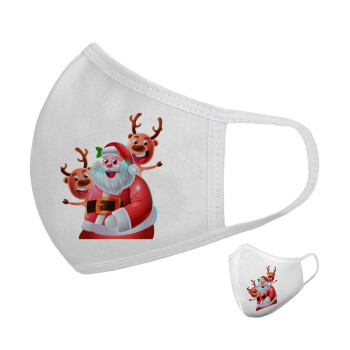 Santa Claus & Deers, Μάσκα υφασμάτινη υψηλής άνεσης παιδική (Δώρο πλαστική θήκη)