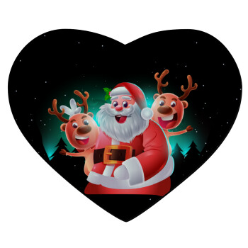 Santa Claus & Deers, Mousepad καρδιά 23x20cm