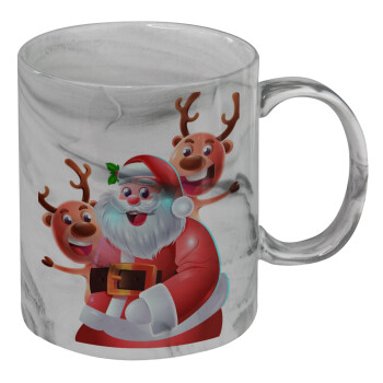 Santa Claus & Deers, Mug ceramic marble style, 330ml