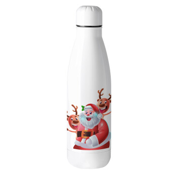 Santa Claus & Deers, Metal mug thermos (Stainless steel), 500ml