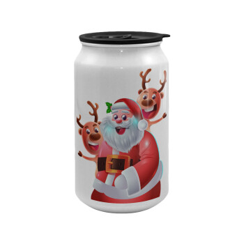 Santa Claus & Deers, Κούπα ταξιδιού μεταλλική με καπάκι (tin-can) 500ml