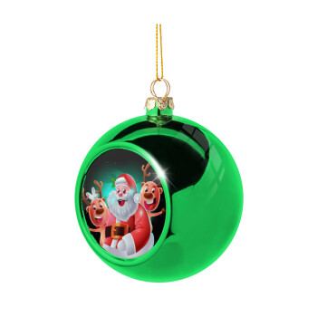 Santa Claus & Deers, Χριστουγεννιάτικη μπάλα δένδρου Πράσινη 8cm