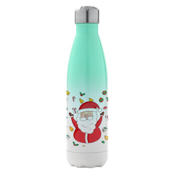 Santa Claus gifts, Metal mug thermos Green/White (Stainless steel), double wall, 500ml