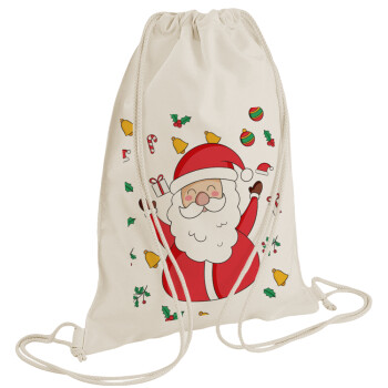 Santa Claus gifts, Τσάντα πλάτης πουγκί GYMBAG natural (28x40cm)