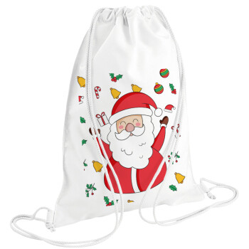 Santa Claus gifts, Τσάντα πλάτης πουγκί GYMBAG λευκή (28x40cm)