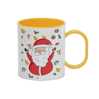 Santa Claus gifts, Κούπα (πλαστική) (BPA-FREE) Polymer Κίτρινη για παιδιά, 330ml