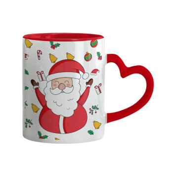 Santa Claus gifts, Mug heart red handle, ceramic, 330ml