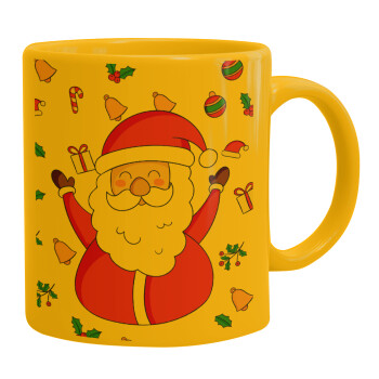 Santa Claus gifts, Κούπα, κεραμική κίτρινη, 330ml
