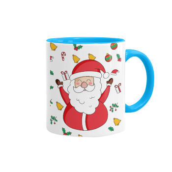 Santa Claus gifts, Mug colored light blue, ceramic, 330ml