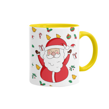 Santa Claus gifts, Κούπα χρωματιστή κίτρινη, κεραμική, 330ml