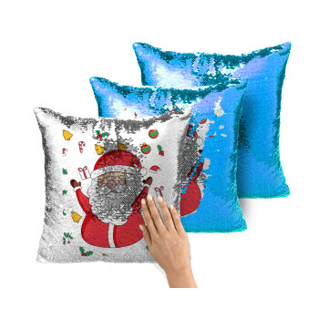 Santa Claus gifts, Μαξιλάρι καναπέ Μαγικό Μπλε με πούλιες 40x40cm περιέχεται το γέμισμα